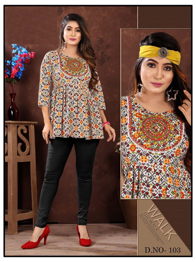 FF Flex Fancy Printed Tunic Style Wholesale Ladies Top